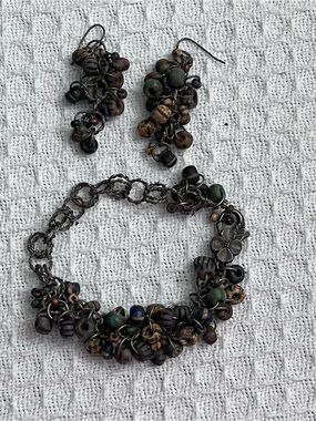 NEW Boho Cluster Bead Bracelet & Earring Set Handmade